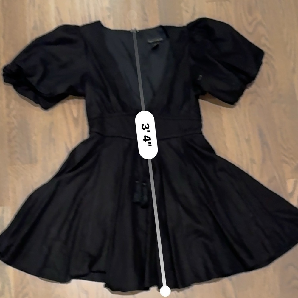 House of Harlow 1960 Black Mini Dress with Puff Sleeves size 8 classic - Picture 8 of 10